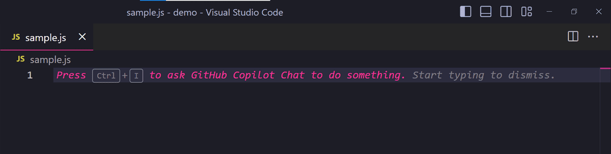 Visual Studio Code displaying the GitHub Copilot Chat prompt.