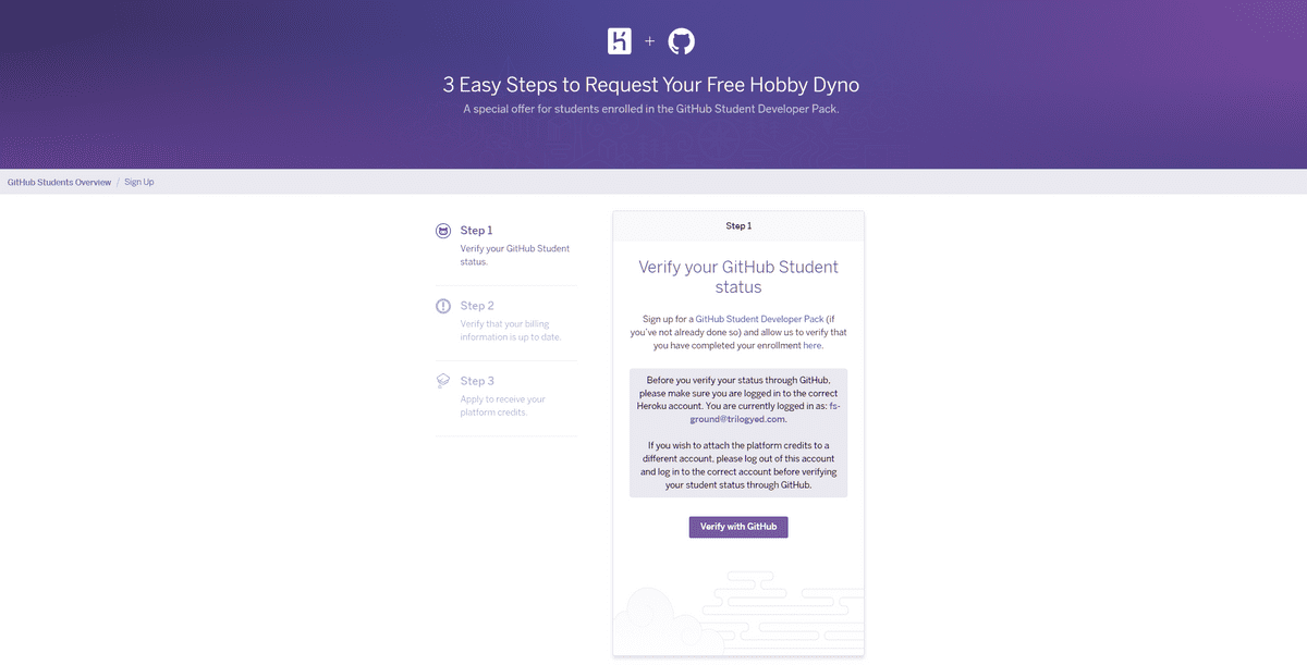 Heroku's 3 easy steps to request your free hobby dyno page.